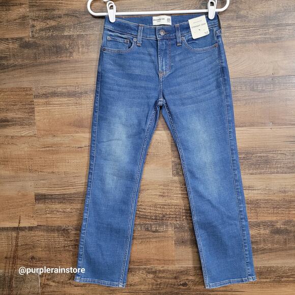 Abercrombie Kids Jeans 10 R Straight Adjustable Waist Medium Wash Stretch Denim - Picture 1 of 12